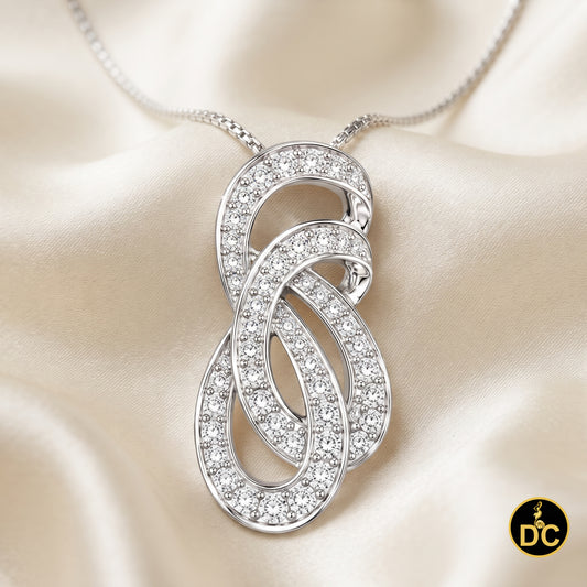 DiamondCelebritees 925 Sterling Silver 1inch Double Infinity Pendant Sparkling 0.28ct Cubic Zircon