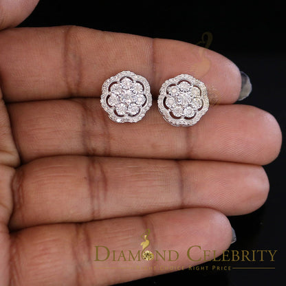 DiamondCelebritees 0.40ct Diamond 925 Sterling Silver White Floral Earrings For Men's / Women's