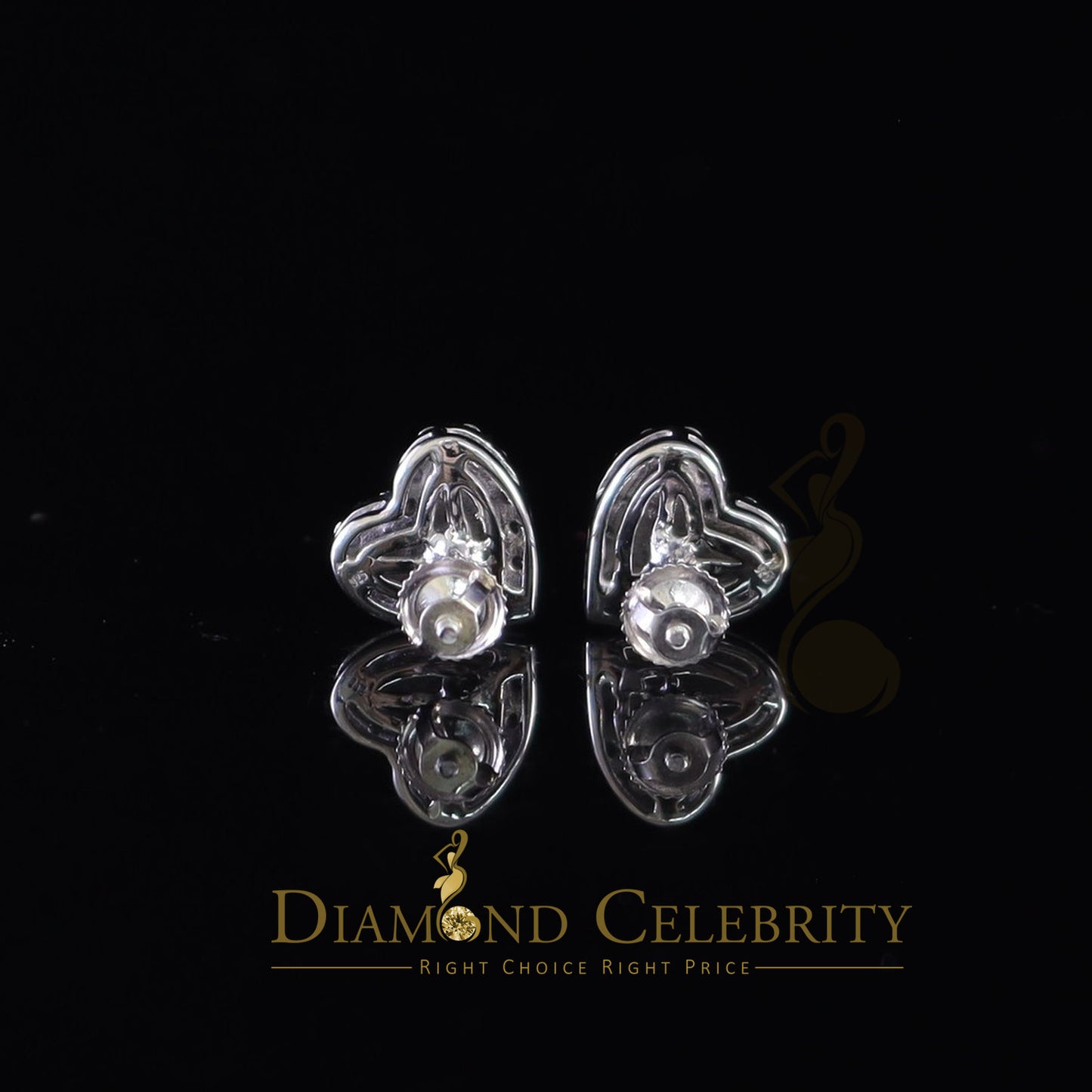 Diamondcelebritees 1.00ct Moissanite White 925 Sterling Silver Women's Heart Shape Nugget Earrings