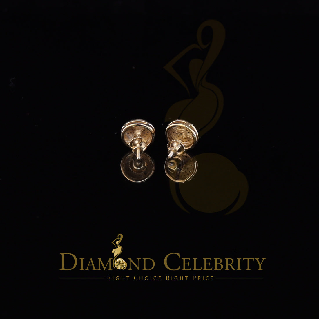 DiamondCelebritees 925 Sterling Silver 0.20 ct Diamond For Ladies & Mens Yellow Stud Round Earrings
