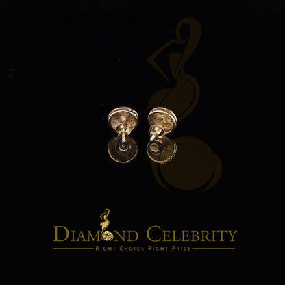 DiamondCelebritees 925 Sterling Silver 0.20 ct Diamond For Ladies & Mens Yellow Stud Round Earrings