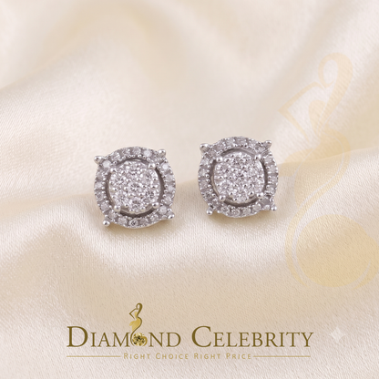 DiamondCelebritees 925 Sterling Silver 0.35ct Diamond For Women's/ Men's White Stud Round Earrings