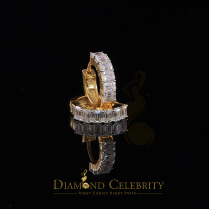 DiamondCelebritees 3.00ct Moissanite Emerald Yellow 925 Sterling Silver Women's Hoop Earrings