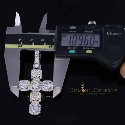 DiamondCelebritees White Sterling Silver 925 CROSS Pendant Shape Pendant with 8.03ct Cubic Zirconia
