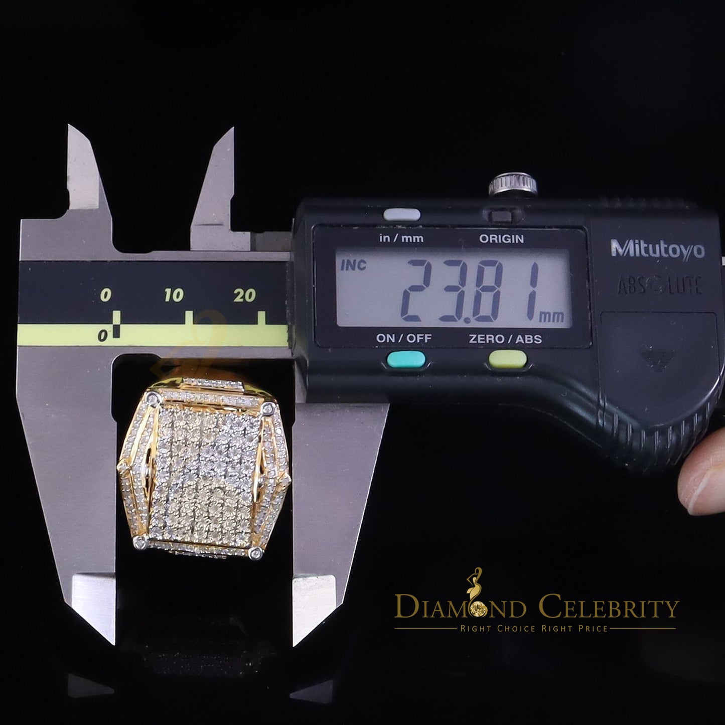 0.66ct Men's Real Diamond 925 Yellow Silver Big Mirage Set Square Rings Size 10