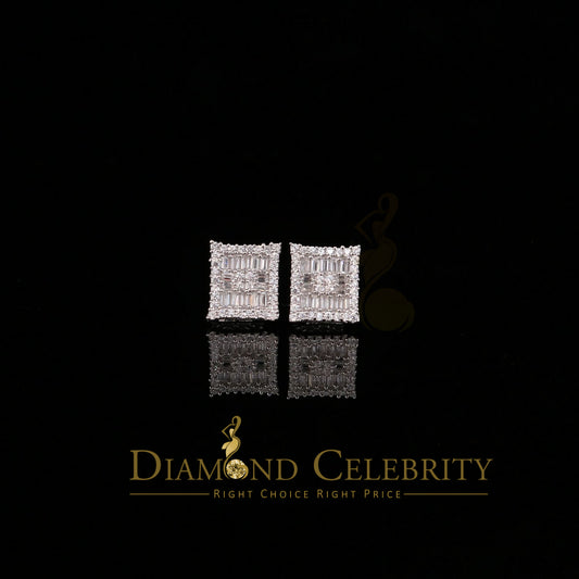 DiamondCelebritees  Hip Hop White 925 Silver 0.68ct Cubic Zirconia Women's & Men's Square Earrings