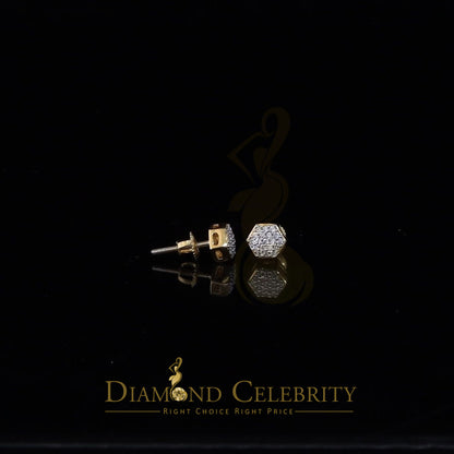 DiamondCelebritees  925 Yellow Silver 0.38ct Cubic Zirconia Women's & Men Hip Hop Hexagon Earrings