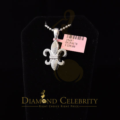 DiamondCelebritees White 925 Fleur de Lis Shape Sterling Silver Pendant with 0.50ct Cubic Zirconia