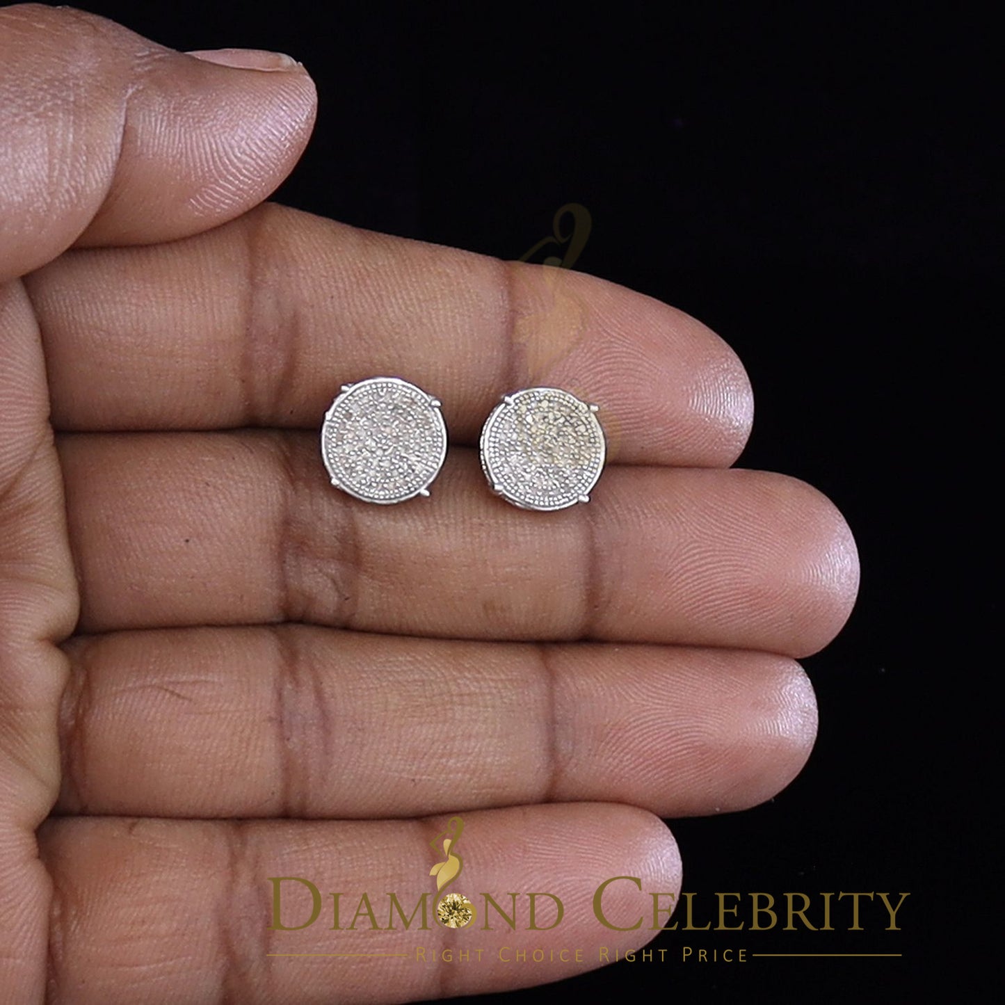 DiamondCelebritees 925 Sterling Silver 0.30ct Diamond For Women's/ Men's White Stud Round Earrings