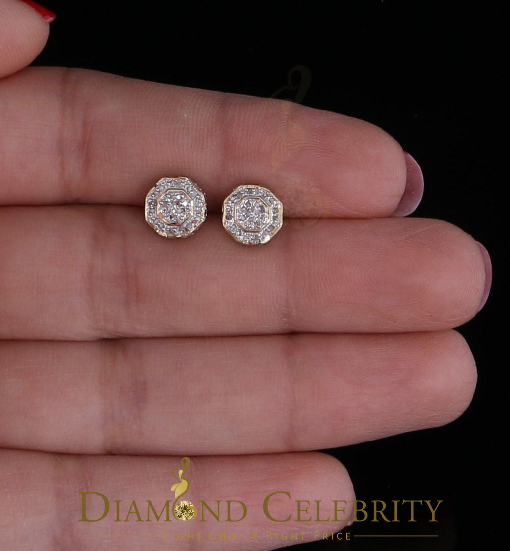 DiamondCelebritees Women's Stud In 925 Yellow Sterling Silver 0.10ct Diamond Stud Men's Earrings