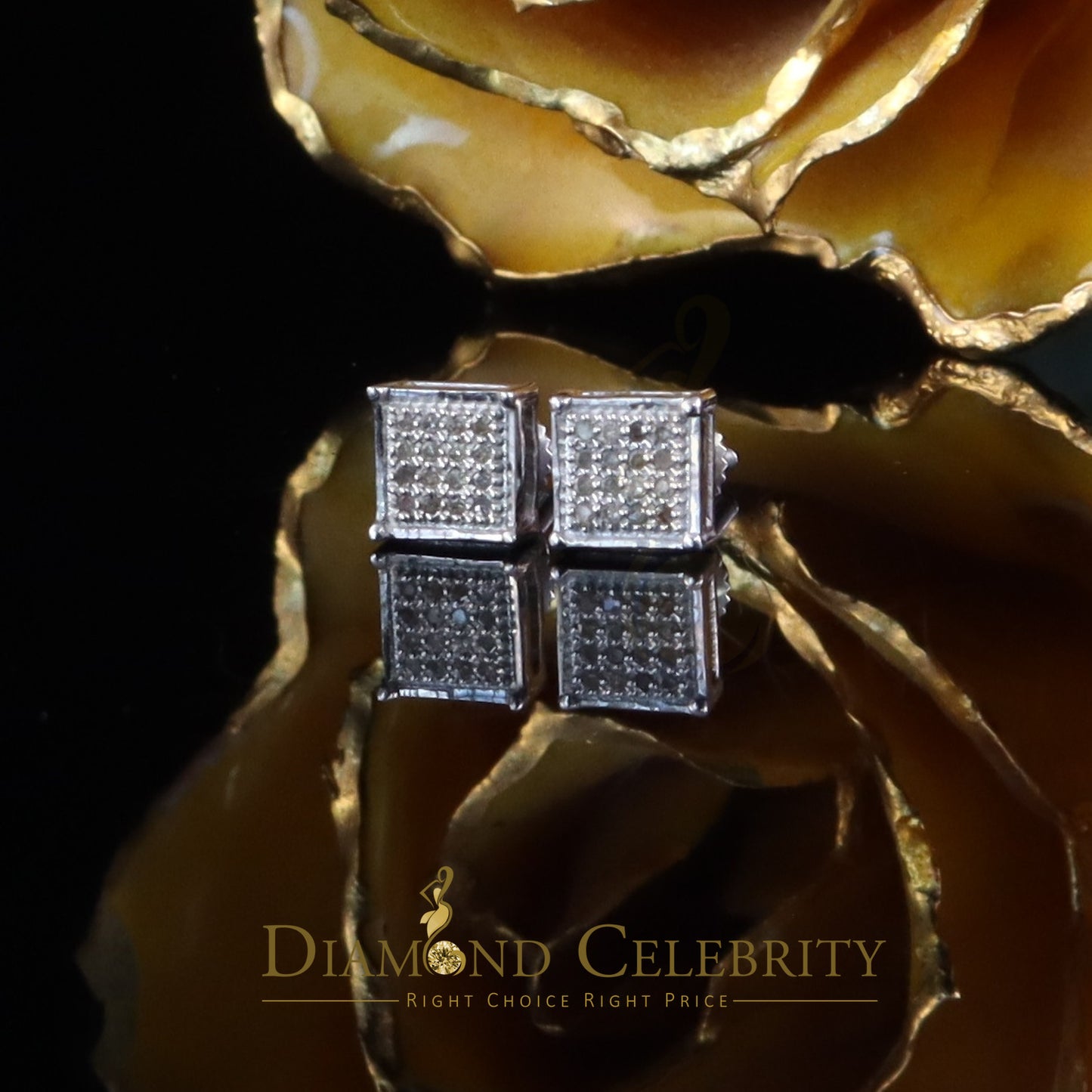 DiamondCelebritees 0.10ct Diamond Stud Earrings For Women White 925 Sterling Silver Stud For Men