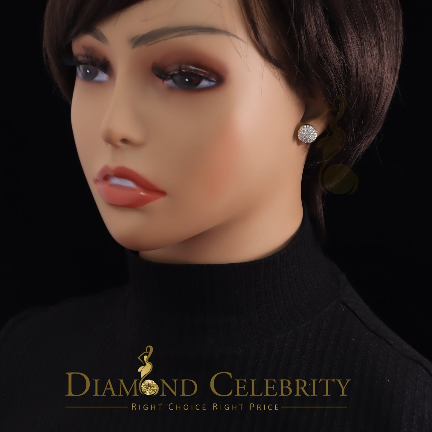 DiamondCelebritees 10K Real Yellow Gold Real Diamond 0.75CT Men's/Women's Stud Round Earring