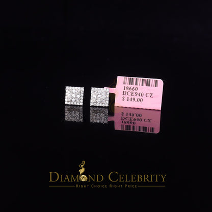 DiamondCelebritees  925 White Sterling Silver 0.74ct Cubic Zirconia Square Women's Stud Earrings