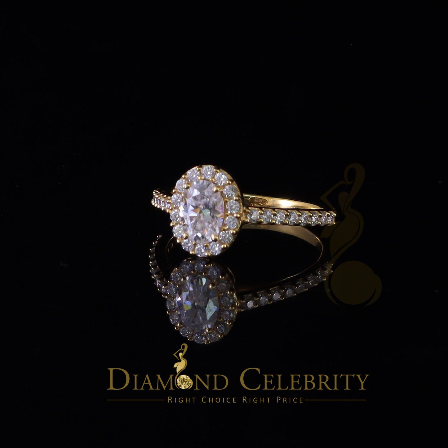 King Of Blings  10K Yellow Gold 1.50CT 'VVS' 'FL' D clr Oval Cut Moissonite Womens Ring Size 7