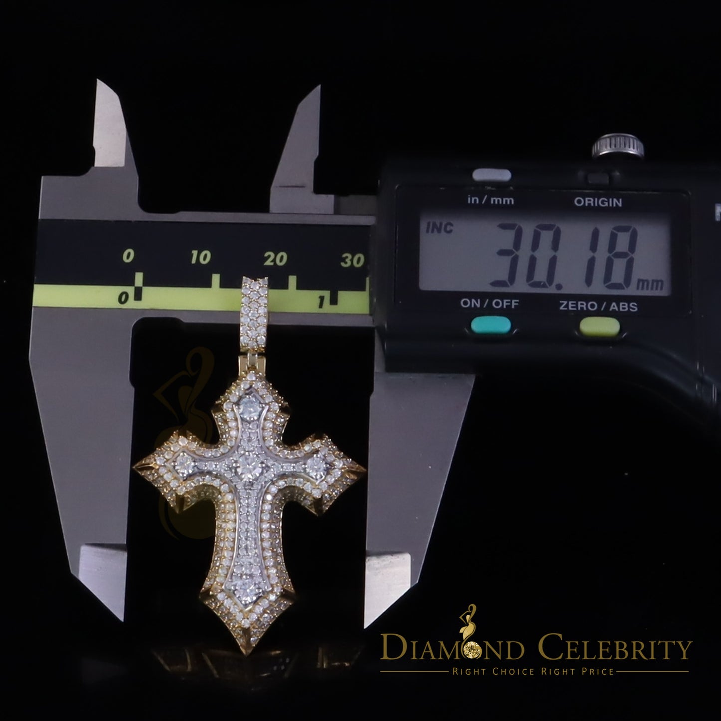 Diamondcelebritees Yellow Sterling Silver Charm Cross Pendant Men & Women 2.50ct VVS D Moissanite