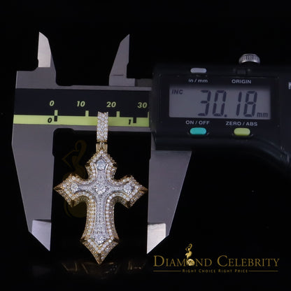 Diamondcelebritees Yellow Sterling Silver Charm Cross Pendant Men & Women 2.50ct VVS D Moissanite