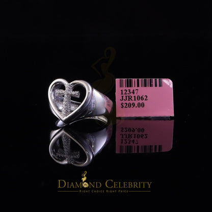 DiamondCelebritees 925 White Silver 0.12ct Cubic Zirconia Heart Engagement Womens Ring Size 7