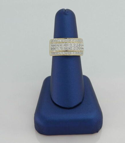 DiamondCelebritees 925 Sterling Yellow Silver 6.00ct Cubic Zirconia Round For Men's Ring Size 8