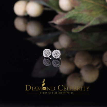 Diamondcelebritees 1.00ct Moissanite White 925 Sterling Silver Women's Circle Shape Nugget Earrings