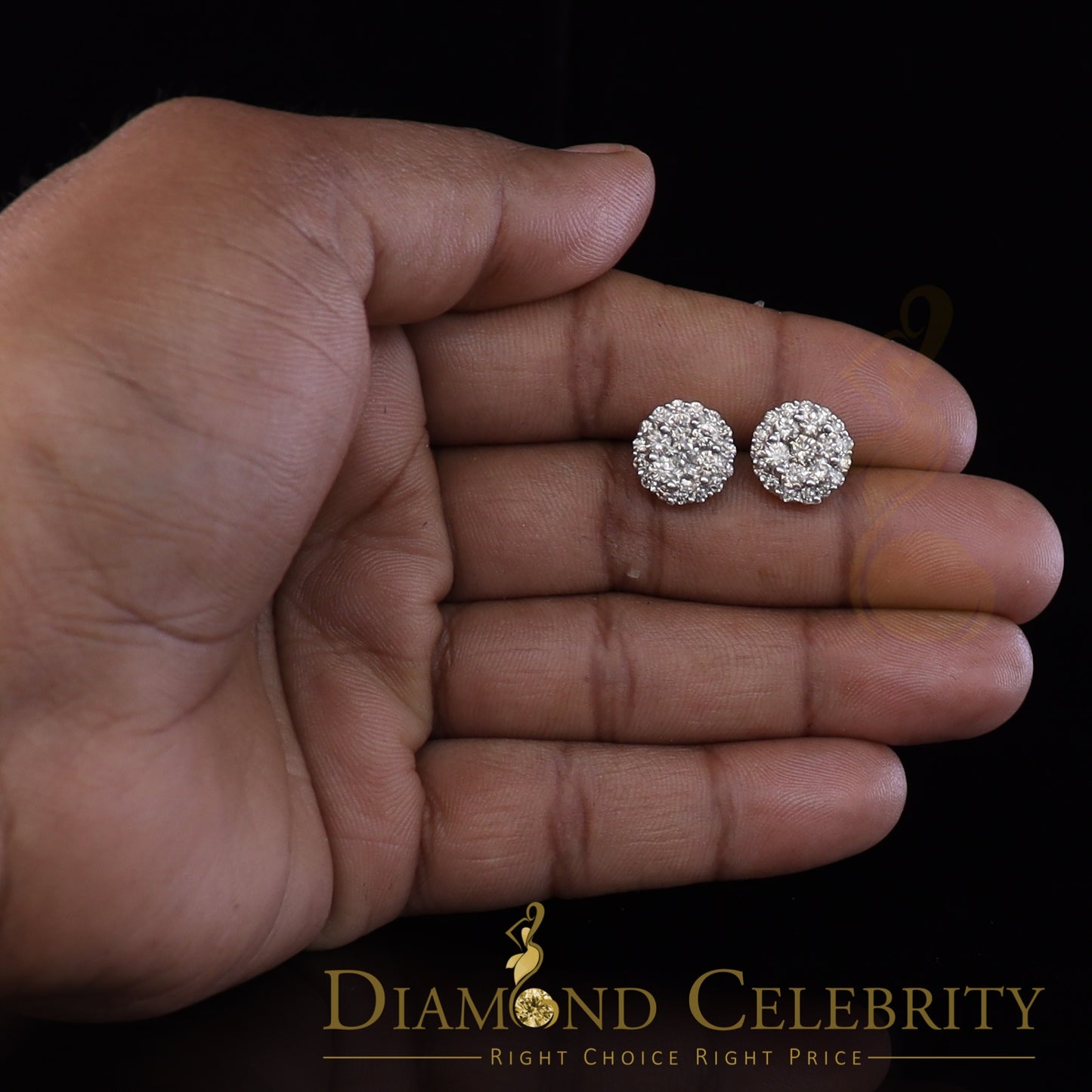 DiamondCelebritees 10K Real Yellow Gold w/Real 1.33 CT Diamond Men's/Women's Stud Earring