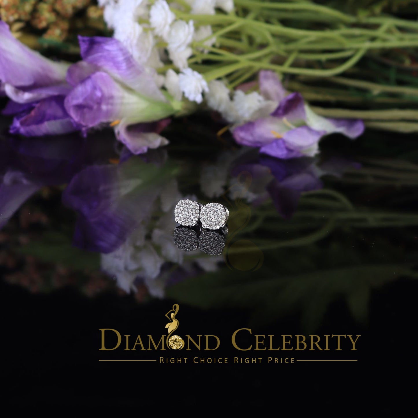 DiamondCelebritees  Aretes Para Hombre 925 White Silver 0.74ct Cubic Zirconia Round Women's Earrings