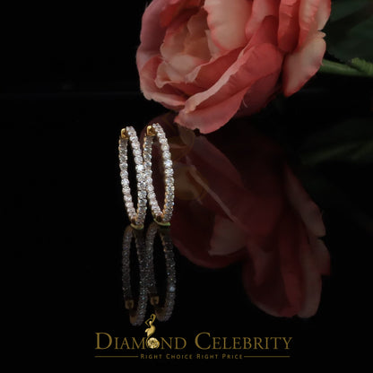 DiamondCelebritees 6.00ct Moissanite Yellow 925 Sterling Silver Women's In and Out Hoop Earrings