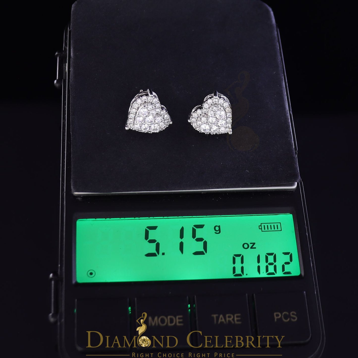 DiamondCelebritees  925 White Sterling Silver 2.68ct Cubic Zirconia Heart Women's Stud Earrings