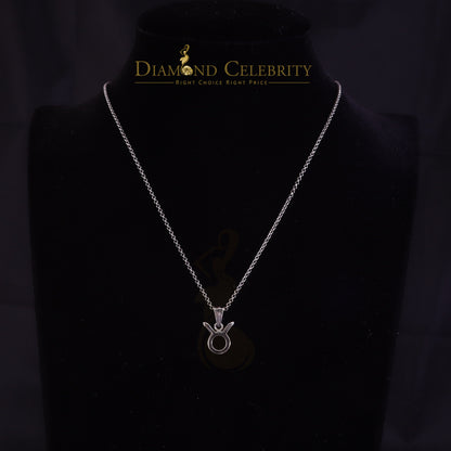 DiamondCelebritees 0.65ct Cubic Zirconia Silver White TAURUS MAY Month Pendant for Men's & Women's