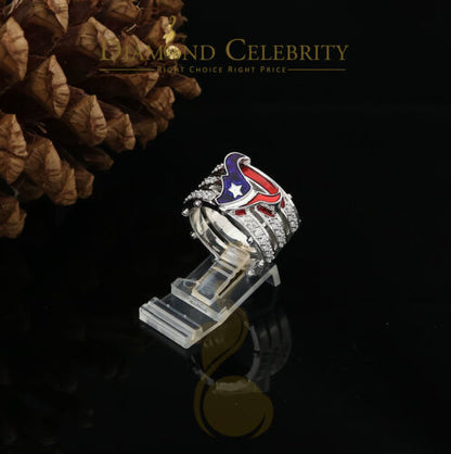 DiamondCelebritees 925 Silver White 1.50ct Cubic Zirconia Texan Wide Band Cocktail Ring Size 10
