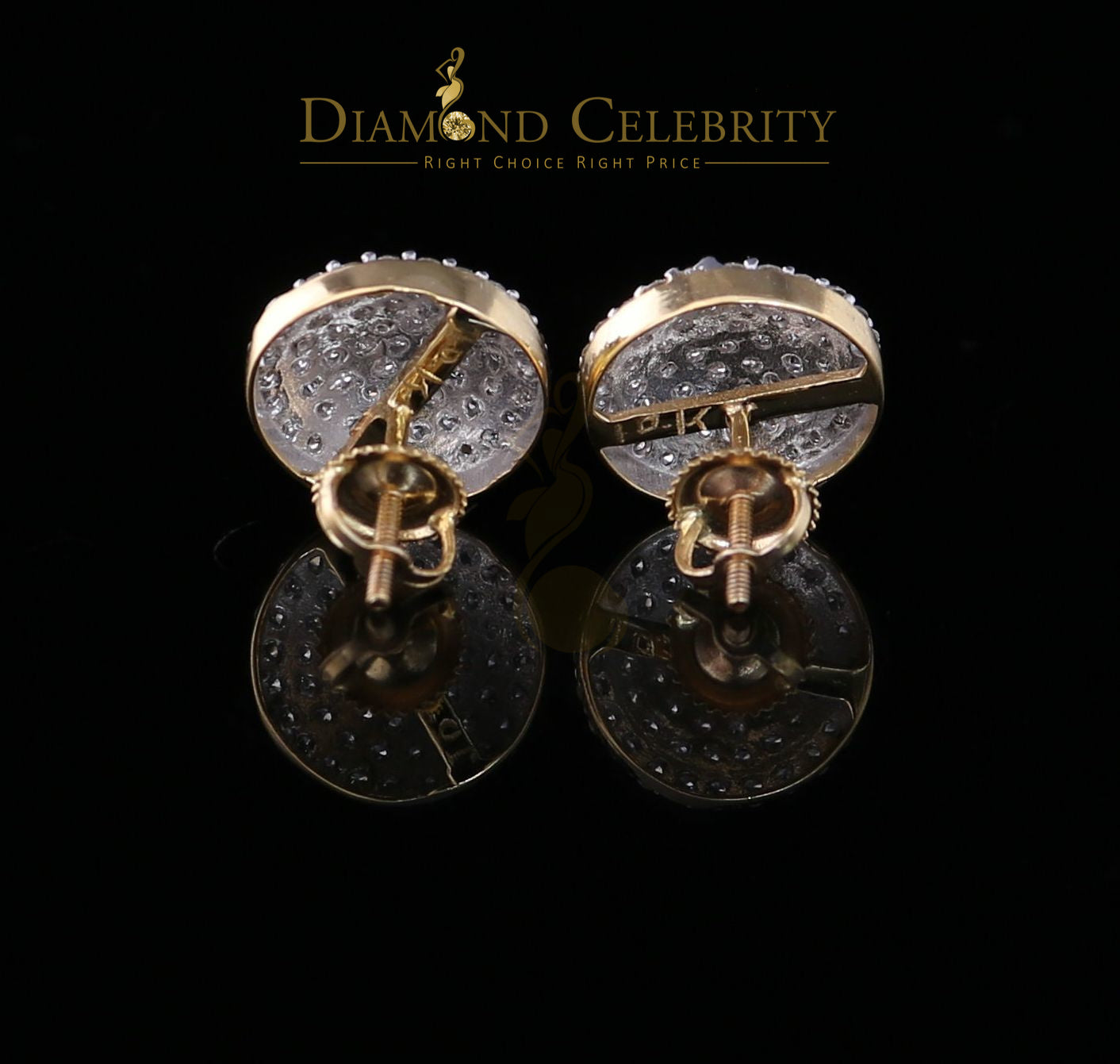 DiamondCelebritees 10K Real Yellow Gold Real Diamond 1.25CT Men's/Women's Stud Round Earring