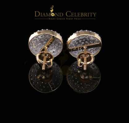 DiamondCelebritees 10K Real Yellow Gold Real Diamond 1.25CT Men's/Women's Stud Round Earring