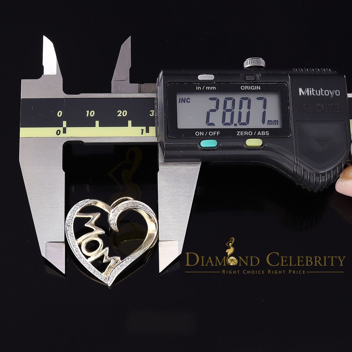 DiamondCelebritees  Real 0.10ct Diamond 925 Sterling Silver MOM'S HEART Yellow Attractive Pendant