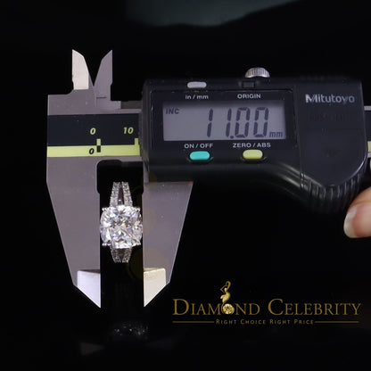 DiamondCelebritees 925 Silver 12.50CT White Cushion Cut 9 CZ Engagement Ring Women's Size 7.5