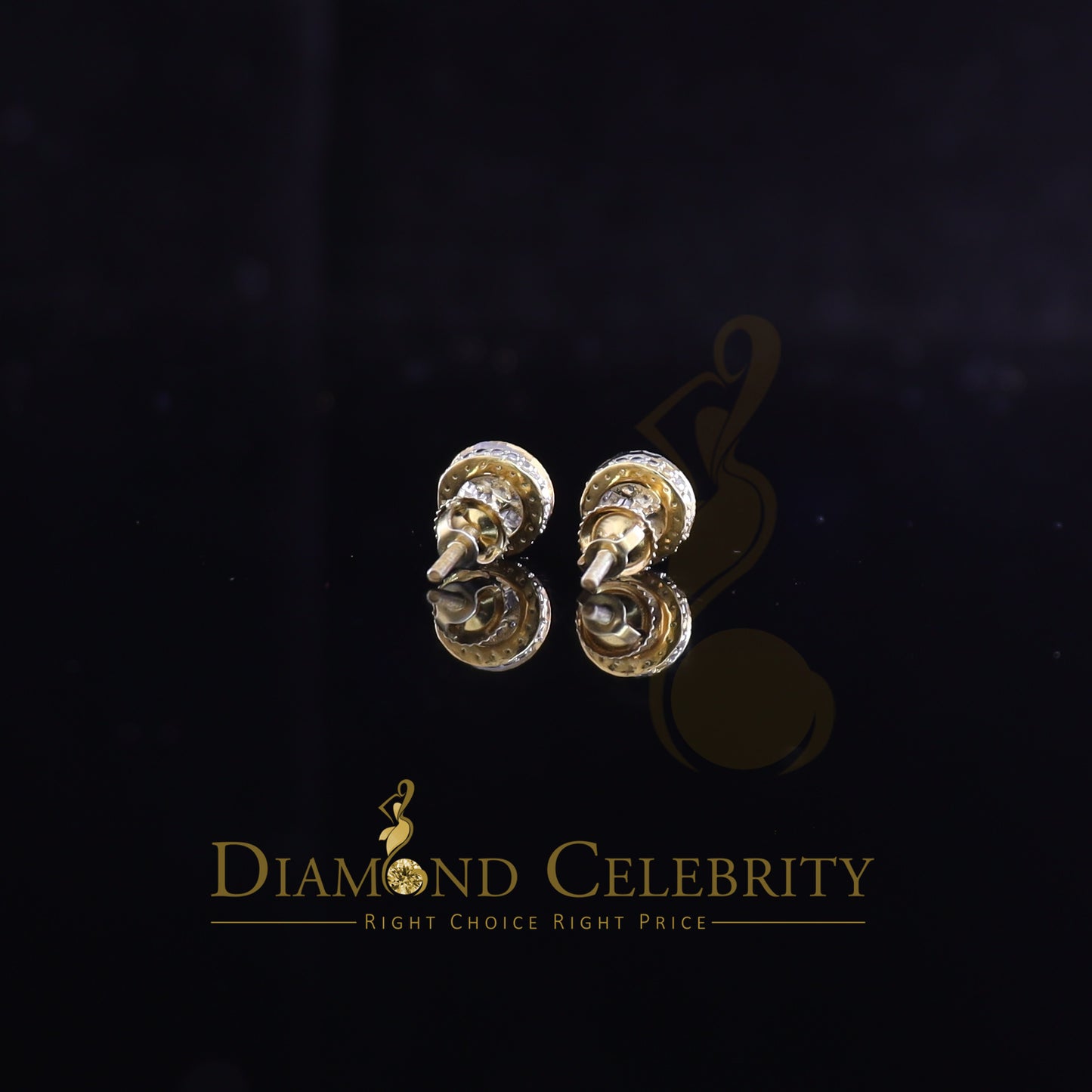 DiamondCelebritees 925 Sterling Yellow Silver 0.20ct Diamond Men's & Womens Style Round Earrings