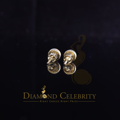 DiamondCelebritees 925 Sterling Yellow Silver 0.20ct Diamond Men's & Womens Style Round Earrings