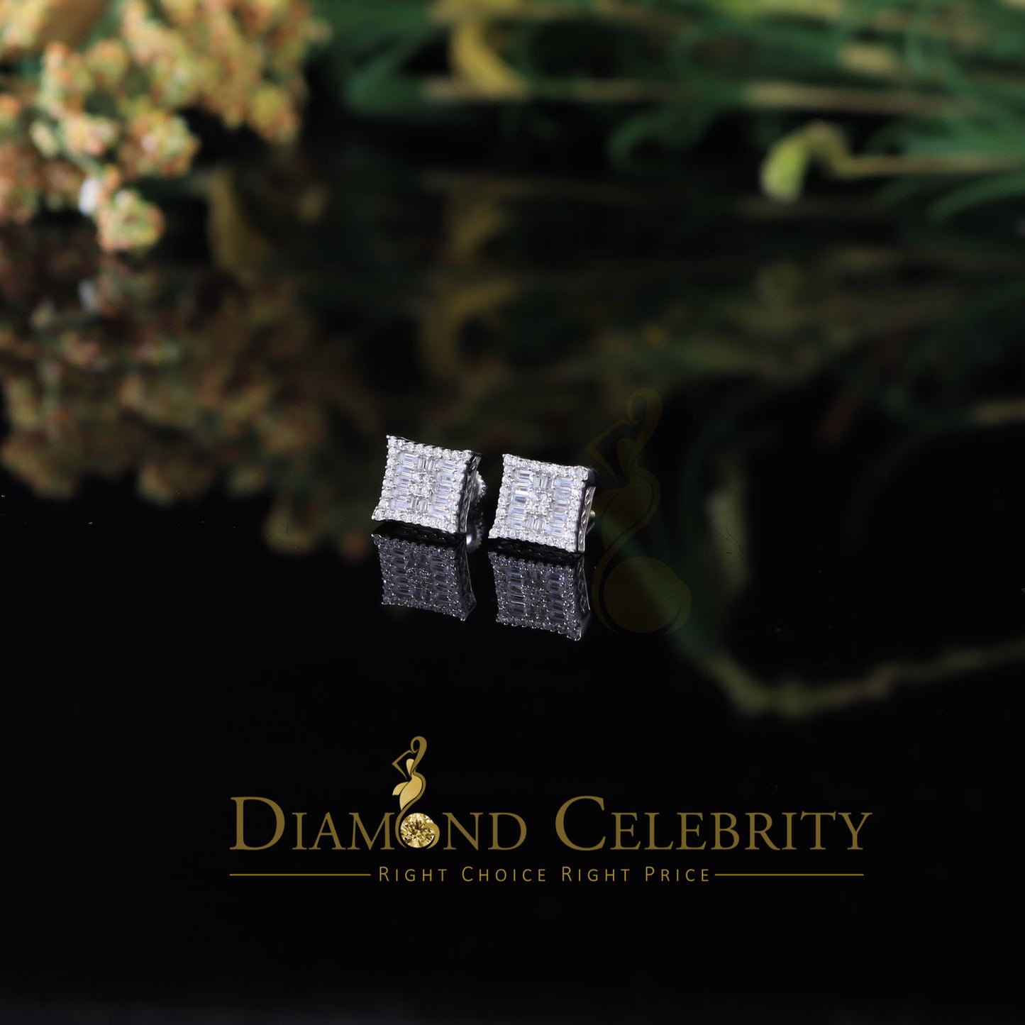 DiamondCelebritees  Hip Hop White 925 Silver 0.68ct Cubic Zirconia Women's & Men's Square Earrings