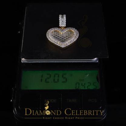 Diamondcelebritees 7.50ct VVS D Clr Moissanite 925 Yellow Silver Baguette Heart Pendant for Women's