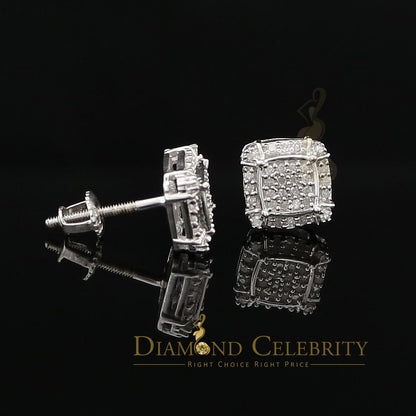 DiamondCelebritees 0.25ct Diamond 925 Sterling Silver White Square Earring For Men's / Women's
