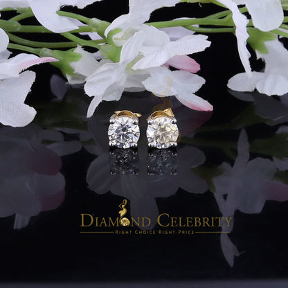 DiamondCelebritees 3.00ct VVS 'D' Moissanite Men's/Womens 925 Silver Yellow Round Stud Earrings