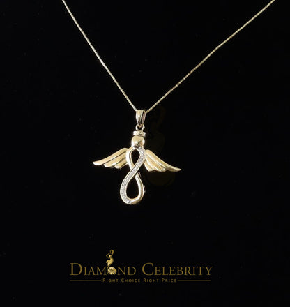 DiamondCelebritees  Real 0.05ct Diamond Sterling Silver Infinity with Wings Necklace Yellow Pendant
