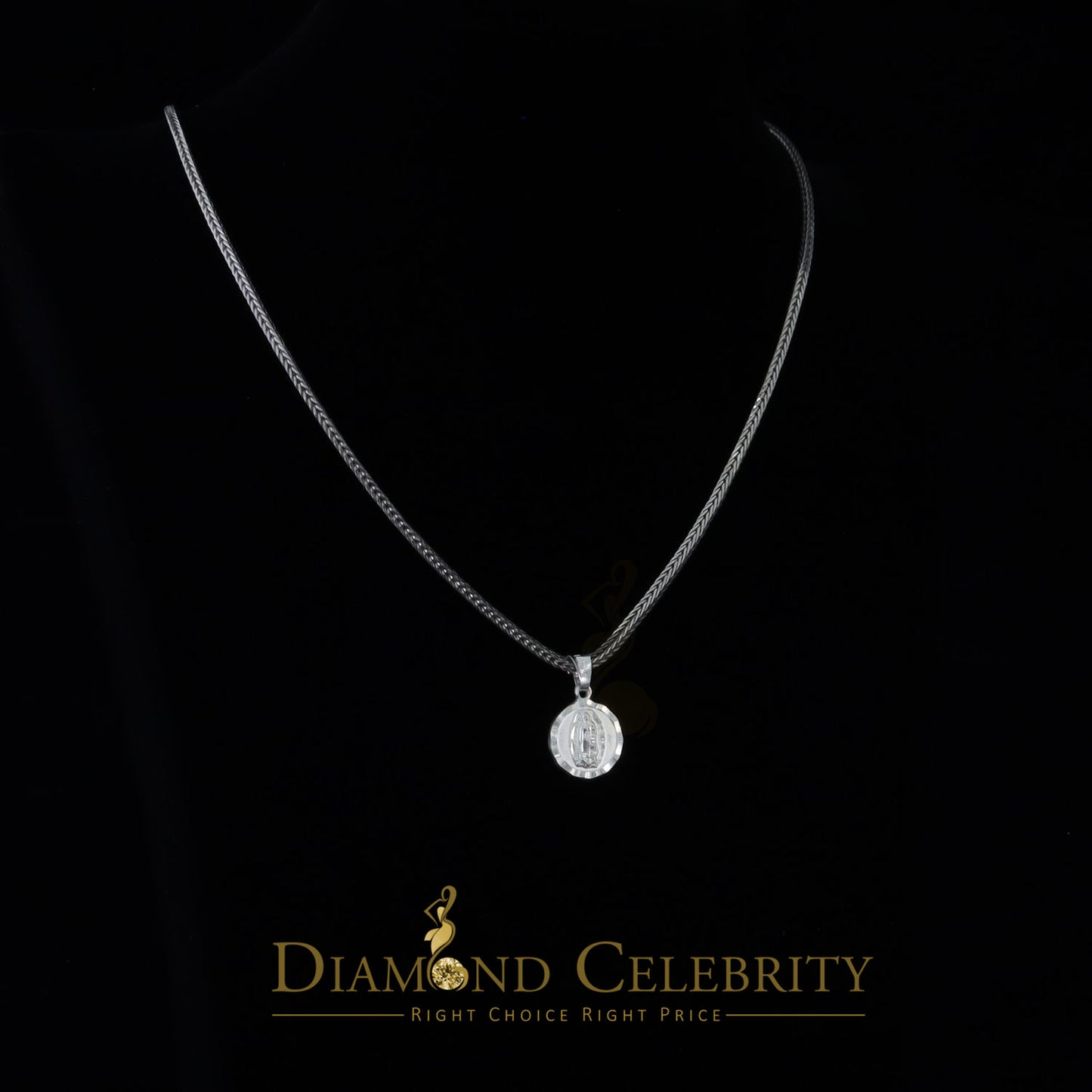 DiamondCelebritees 925 Sterling Silver Double Side Lady Guadalupe Men's/Women's Pendant Religious