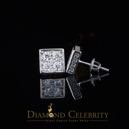 Diamondcelebritees 925 White Square Silver 1.00ct VVS 'D' Moissanite Stud Earring Men's/Womens