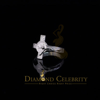 DiamondCelebritees Benito White 925 Sterling Silver St Benedict Religious Cross Women's Ring SZ 9.5