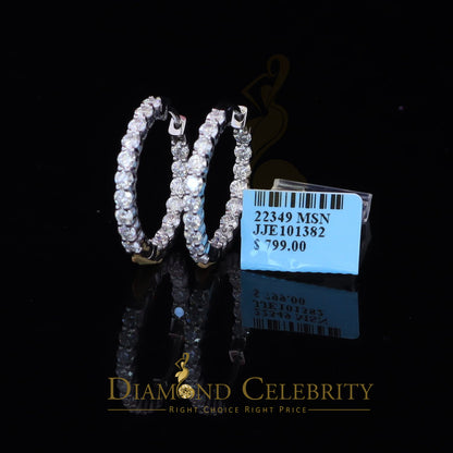 Diamondcelebritees 4.00ct Moissanite White 925 Sterling Silver Women's In and Out Hoop Earrings