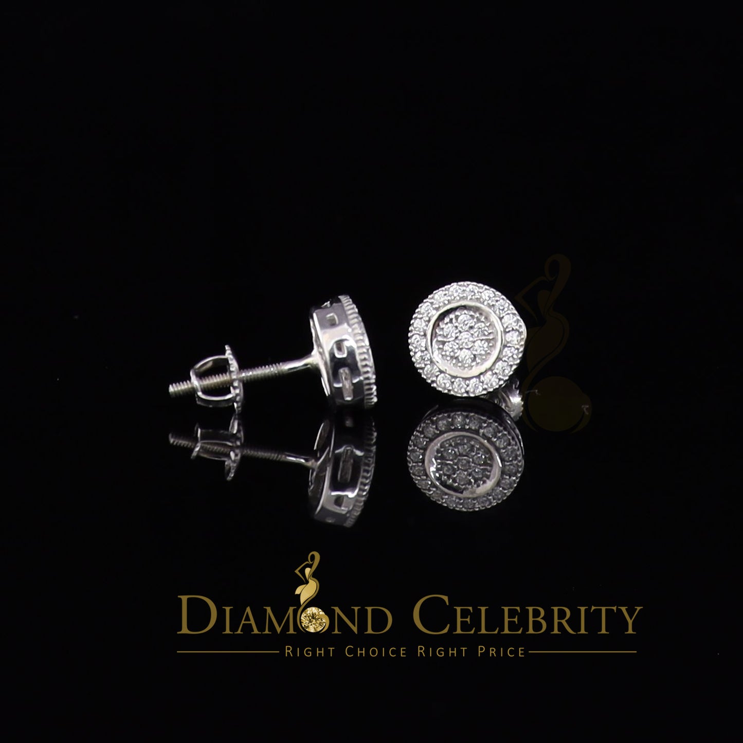 DiamondCelebritees  Aretes Para Hombre 925 White Silver Women's 0.5ct Cubic Zirconia Round Earrings