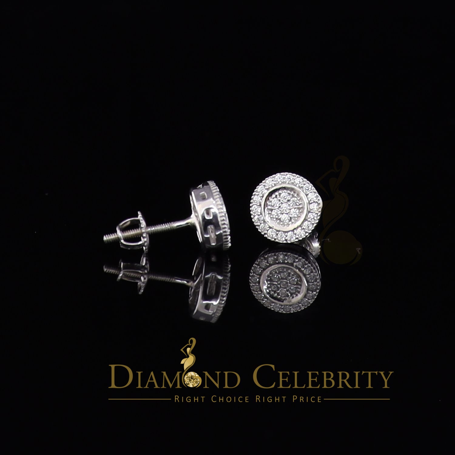 Aretes Para Hombre 925 White Silver Women's 0.5ct Moissanite Round Earrings