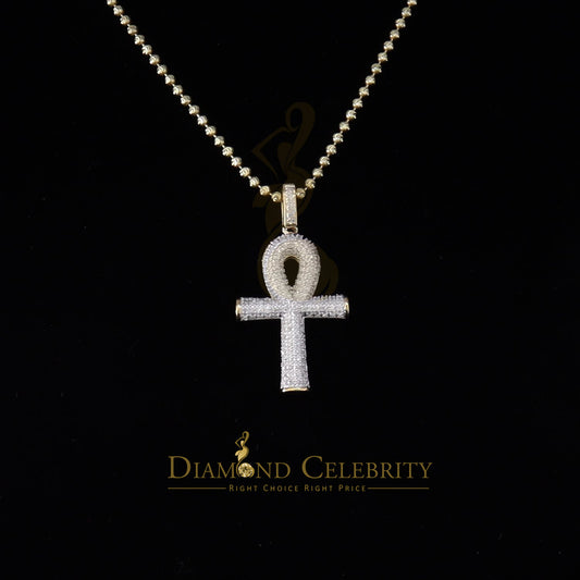 DiamondCelebritees  Real 0.50ct Diamond Sterling Silver ANKH Charm Necklace Yellow Fashion Pendant