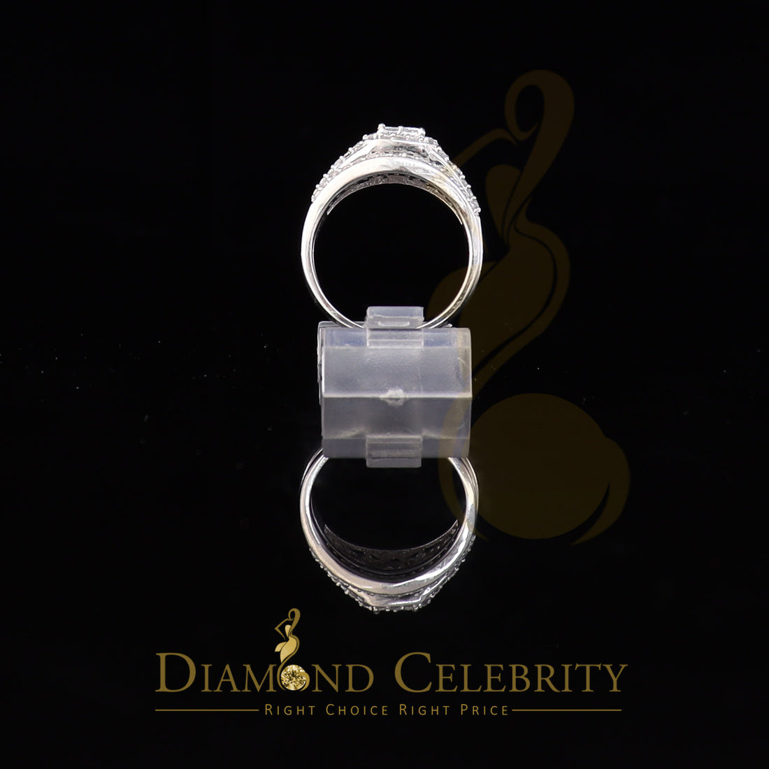 DiamondCelebritees 925 Sterling White Silver Square Cubic Zirconia 1.50ct Bridal Womens Ring Size 7
