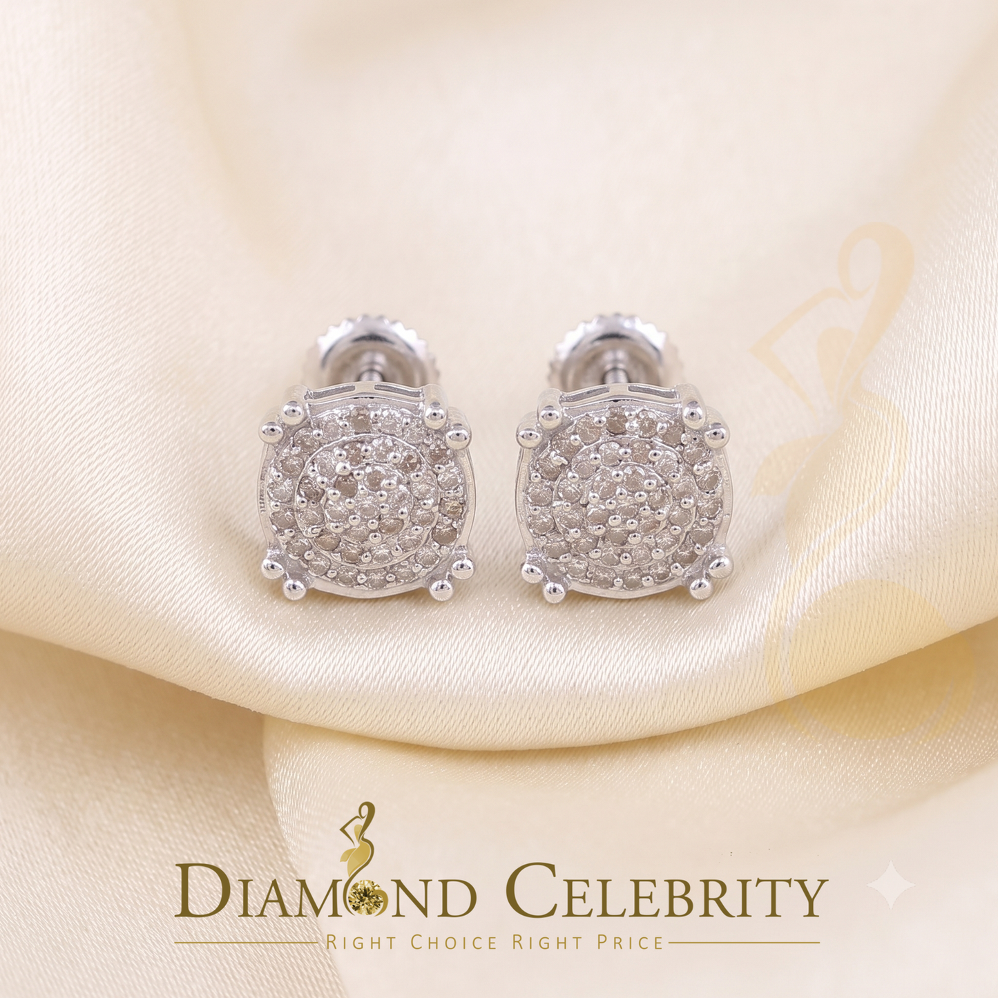 DiamondCelebritees 0.15ct Round Diamond 925 Sterling Silver White For Men's / Women's Earrings