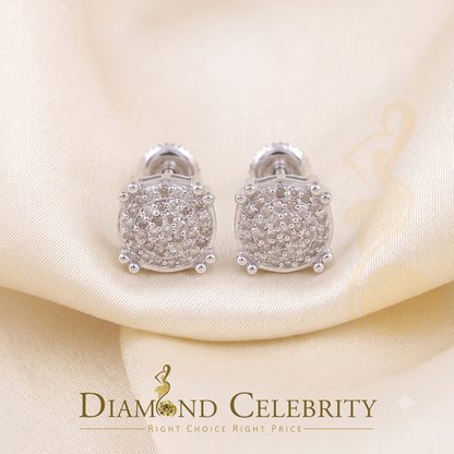 DiamondCelebritees 0.15ct Round Diamond 925 Sterling Silver White For Men's / Women's Earrings